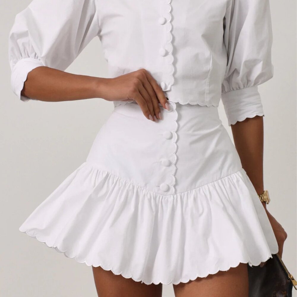 Paulette Scalloped Cotton Skort